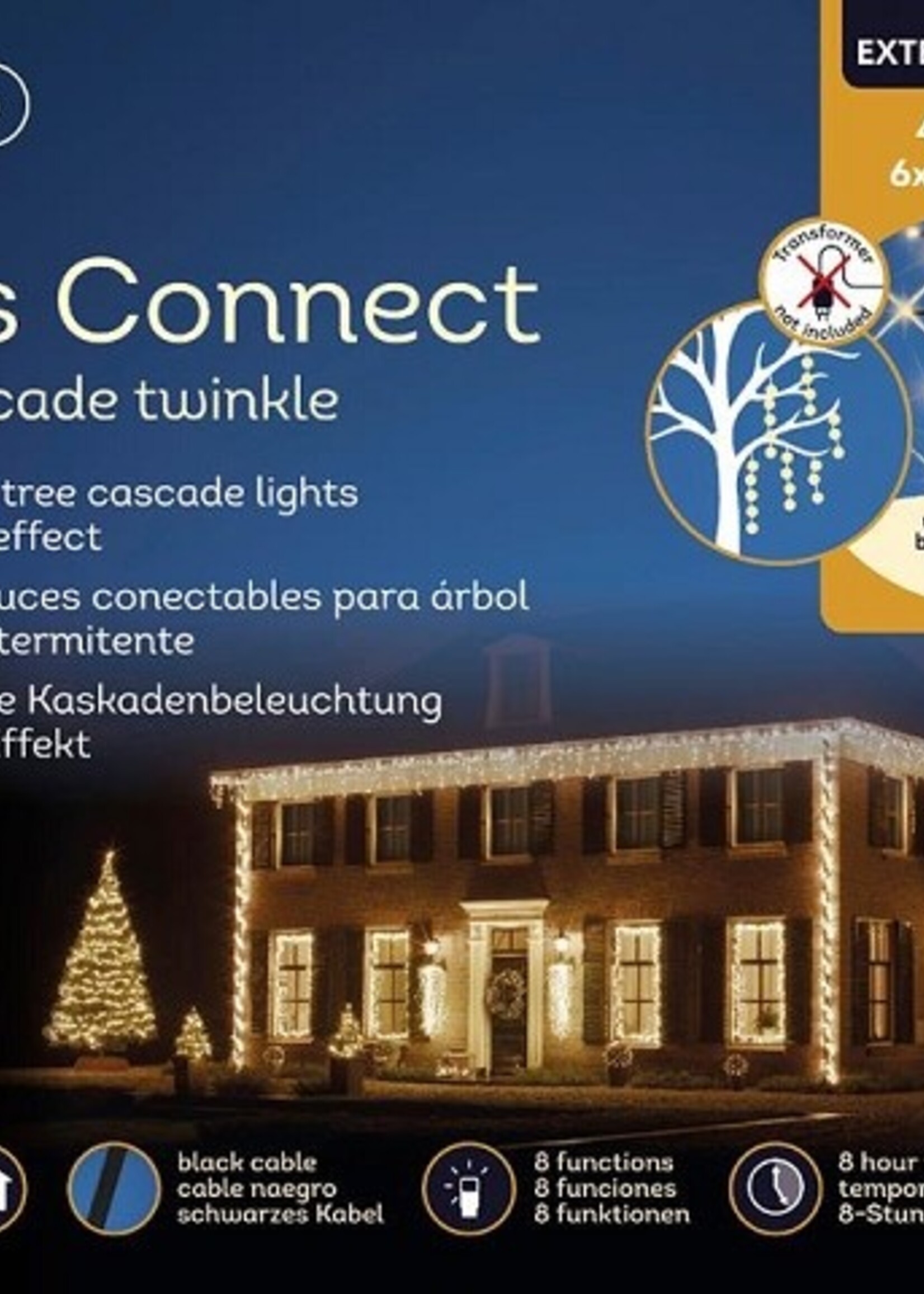 Lumineo LED's connect cascade lights VERLENGSET 8 functie twinkel effect 8uur timer warm eit