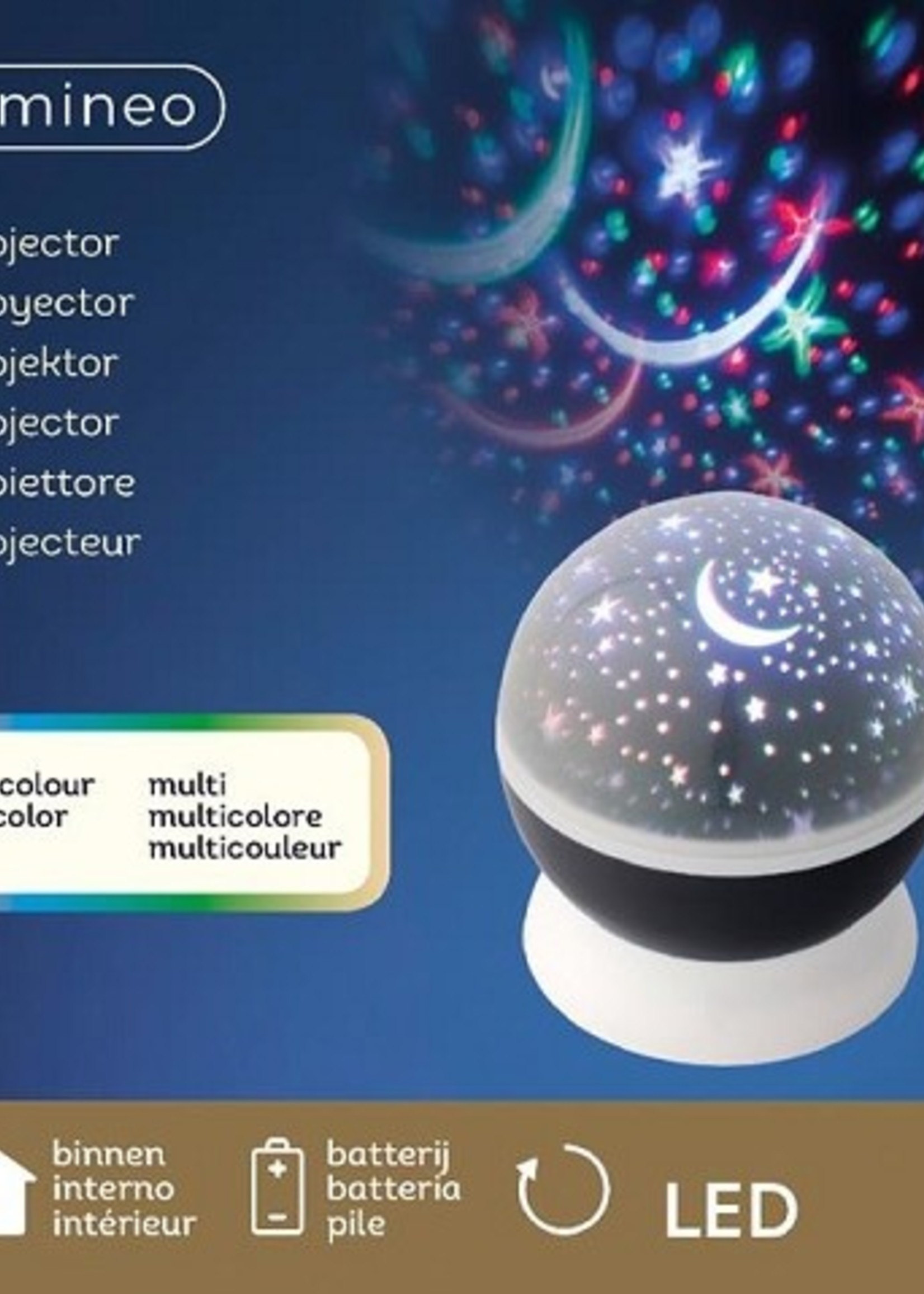 Lumineo LED projector/nachtlamp roterende sterren hemel dia.12cm 4 lampen