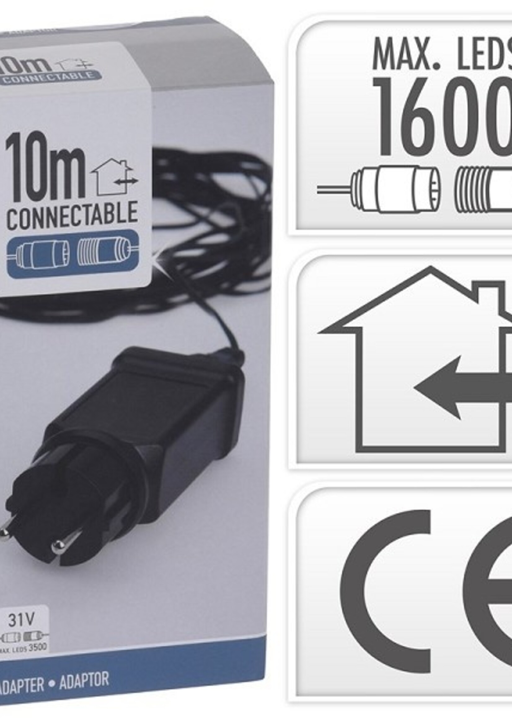 Adapter met 10 meter snoer voor BEGIN koppelverlichting van 31Volt voor max.1600 LED in- en outdoor