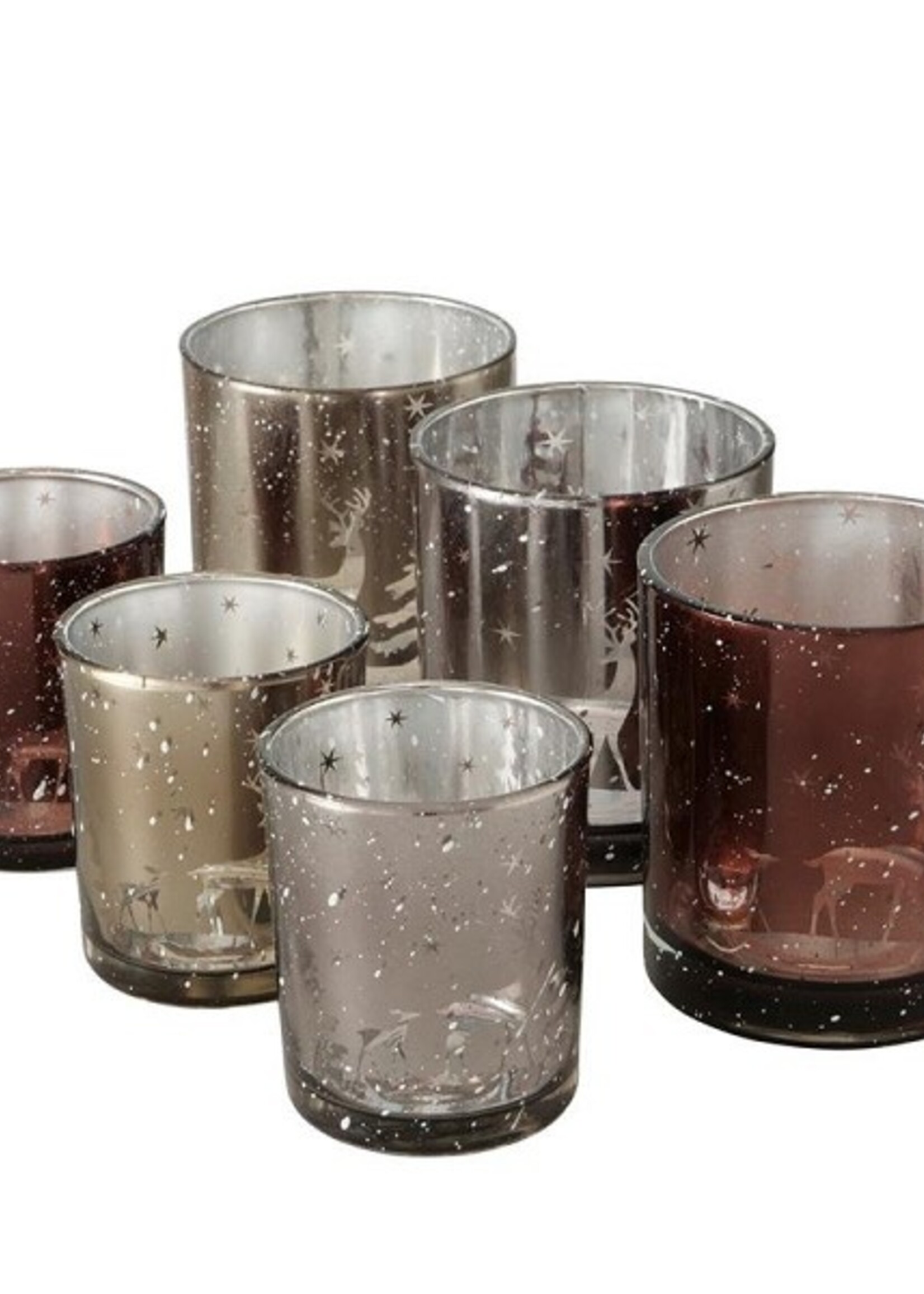 Boltze Home Theelichthouder glas 2-delig Helli H8 en10cm