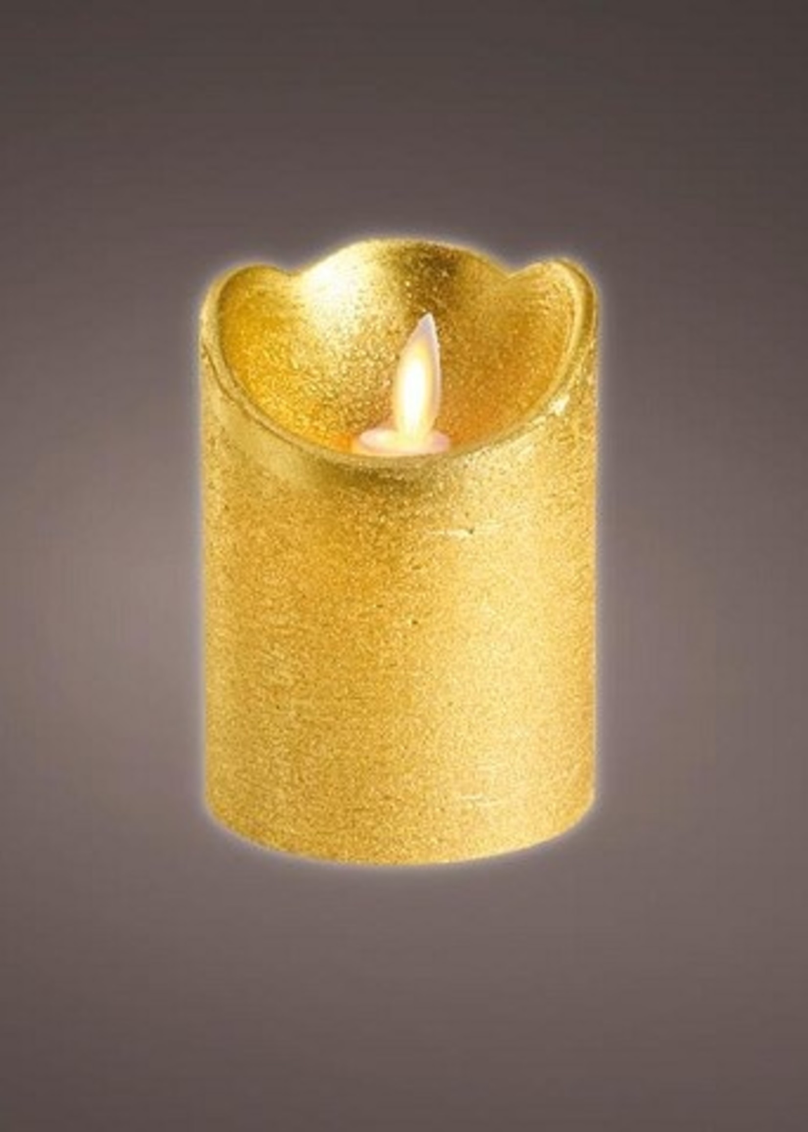 Lumineo LED kaars wax flakkerend 10cm met 6 uur timer Kleur: goud metallic, warm wit licht