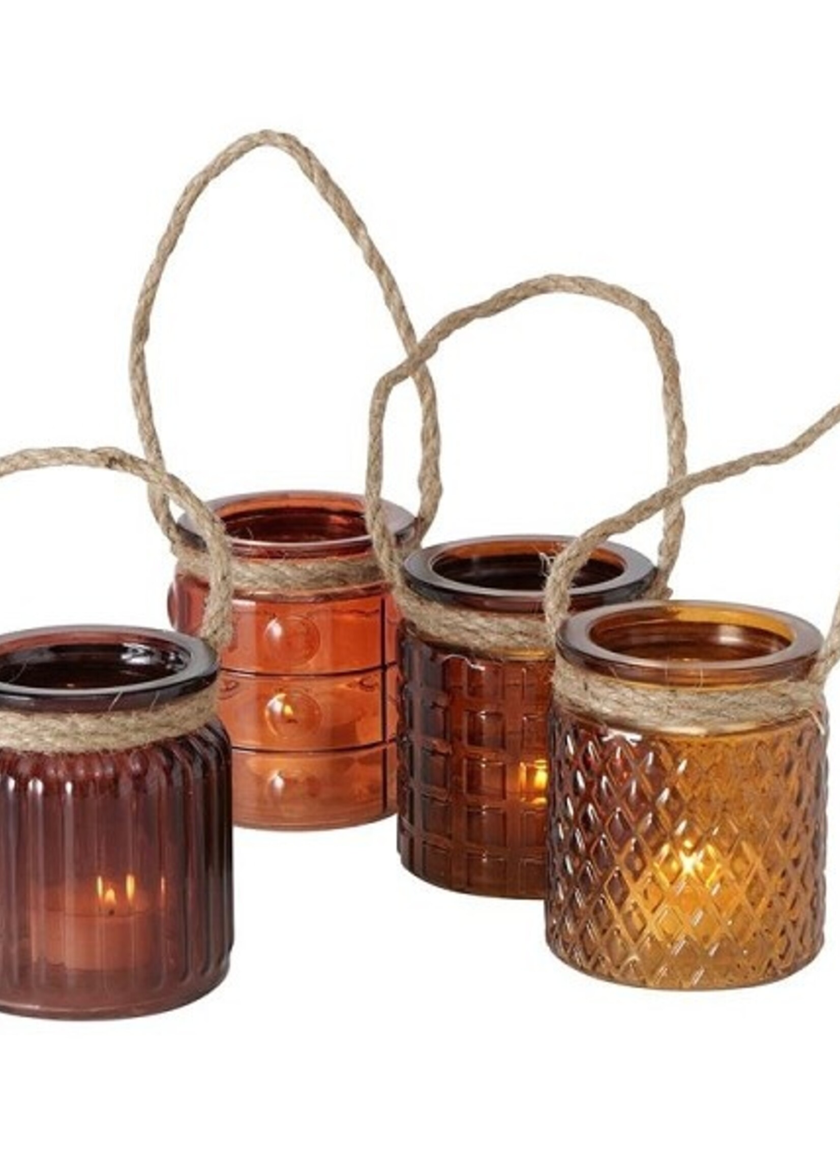 Boltze Home Theelichthouder bruin H9cm Dia 8cm  per 1 stuk