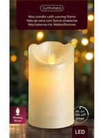 Lumineo LED kaars met waving effect 12.5cm met 6 uur timer Kleur: Off White, glanzend, warm wit met timer