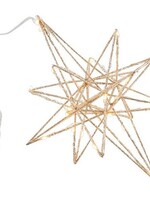 Kerstster metaal 25cm champagne goud met 25 LED en timer werkt op 2xAA(excl)