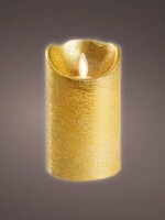 Lumineo LED kaars wax flakkerend 12.5cm met 6 uur timer Kleur: goud metallic, warm wit licht