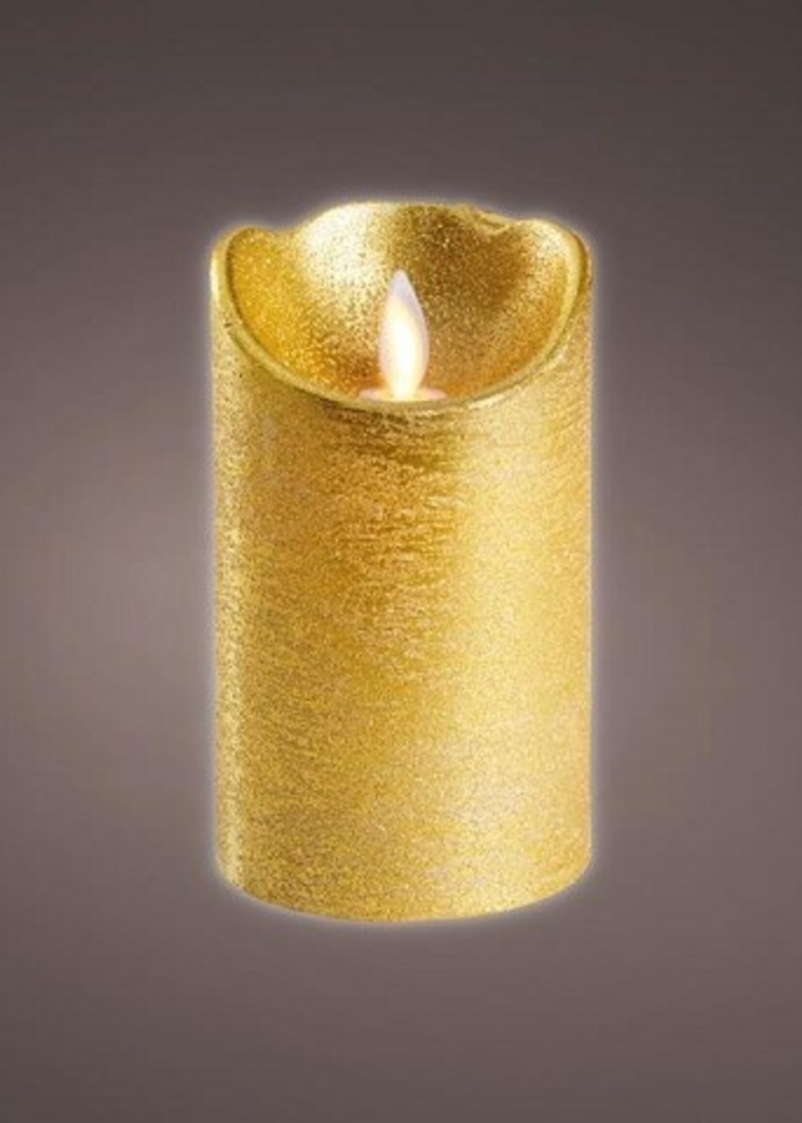 Lumineo LED kaars wax flakkerend 12.5cm met 6 uur timer Kleur: goud metallic, warm wit licht