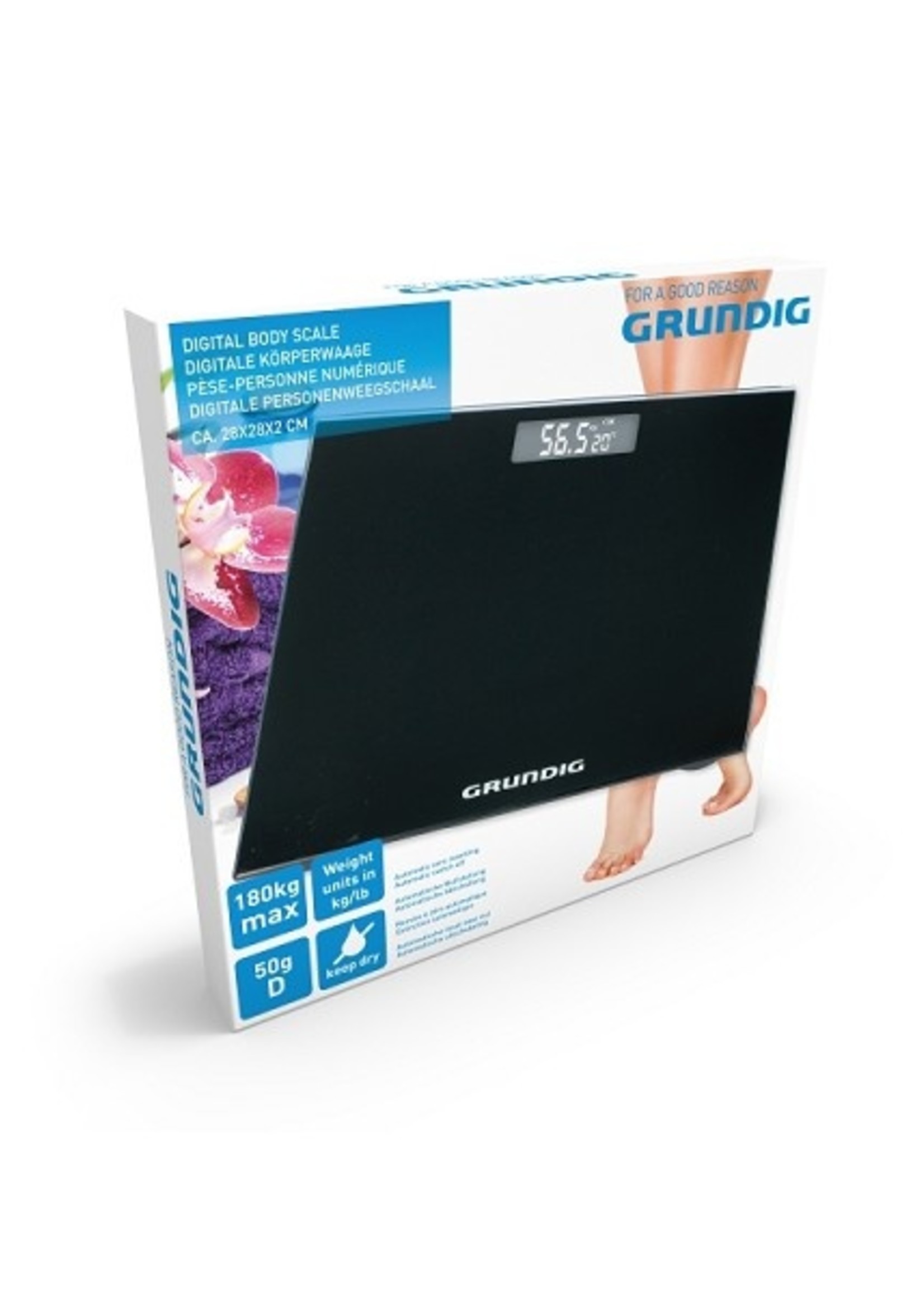 Grundig personenweegschaal digitaal 28x28x2,2cm zwart