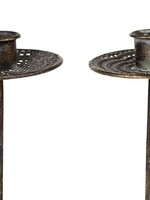 Kandelaar op pin van metaal Ø8.5x18.5cm zwart assorti dessin