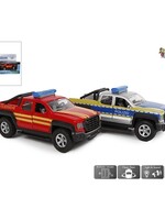 Kids Globe 2 Hulpdiensten in doos (DE) die cast pull back licht geluid 13,5cm