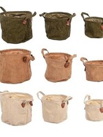 Manden van textiel 3-delig Ø29x26cm in 3 assorti kleuren