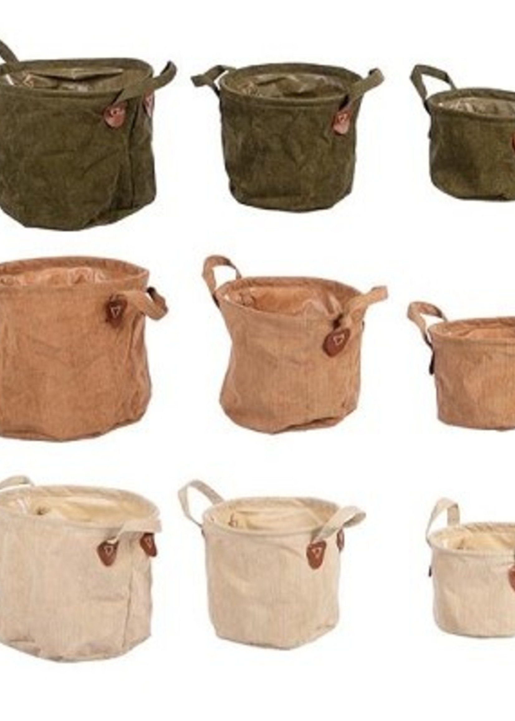 Manden van textiel 3-delig Ø29x26cm in 3 assorti kleuren