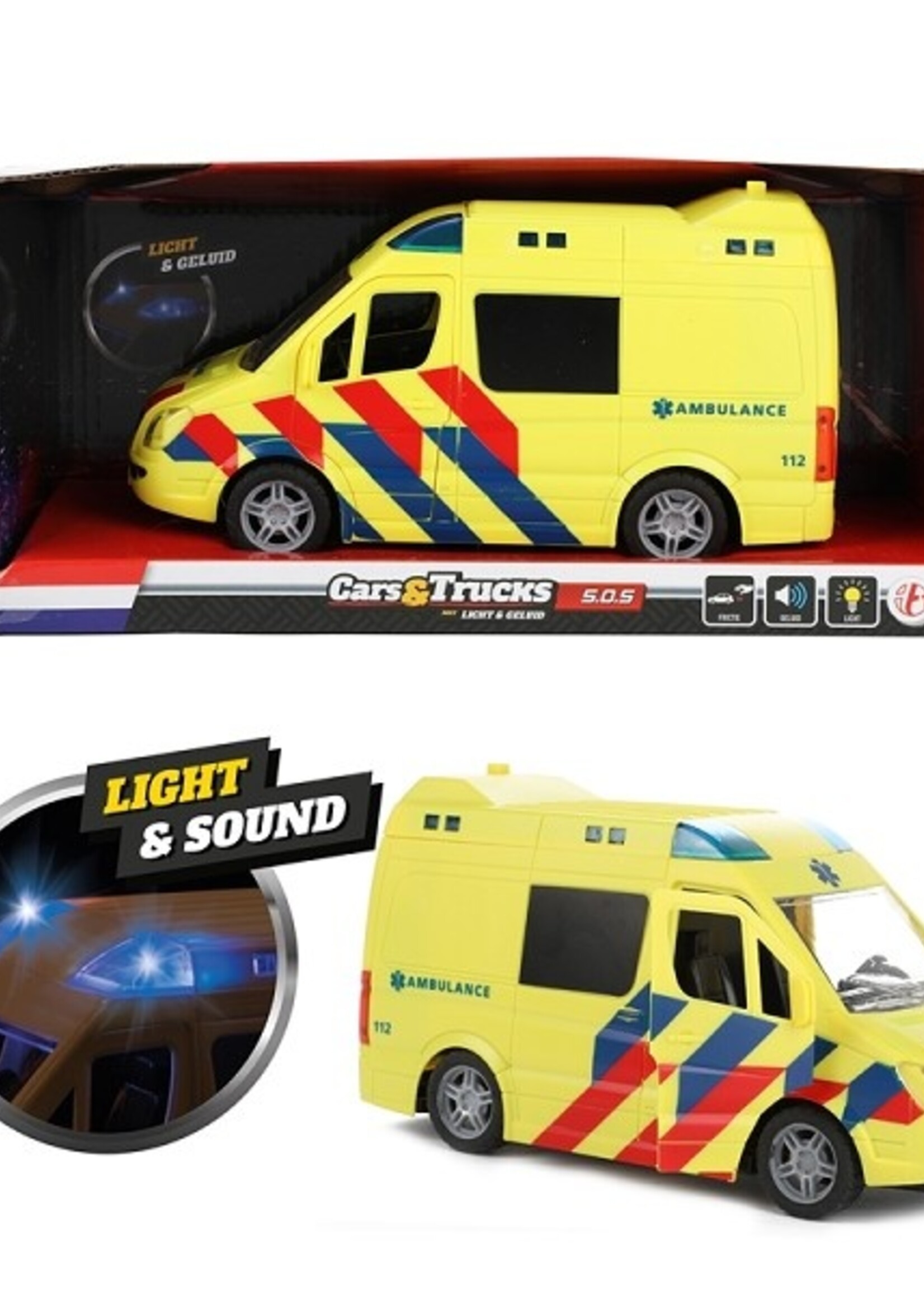 Toi Toys Cars&Trucks Ambulance frictie met licht en geluid 21cm