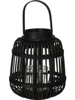 Lantaarn bamboe 19x24cm zwart