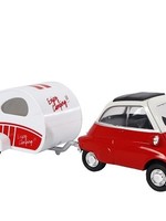 Welly BMW Isetta met caravan 18,5cm pull-back