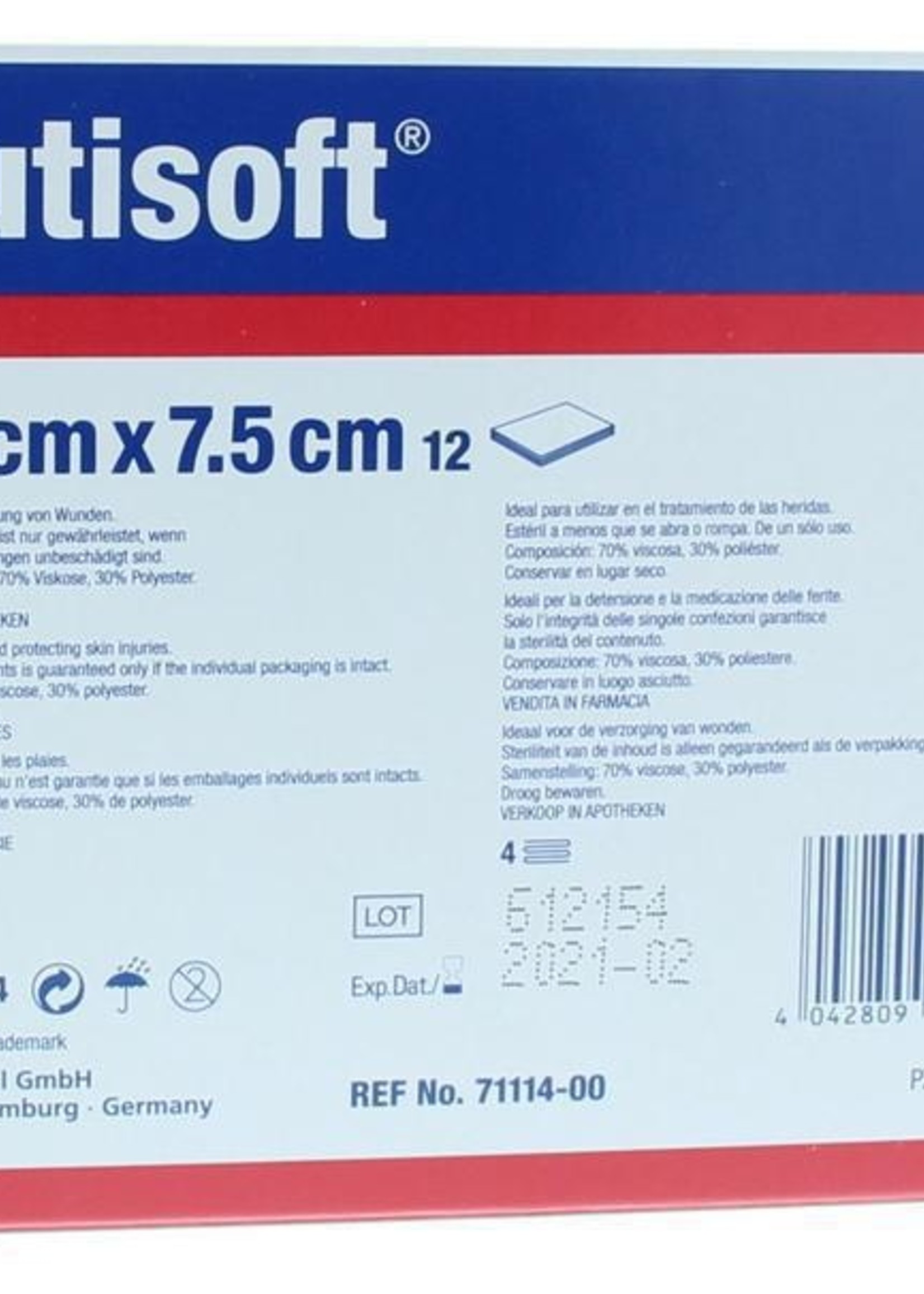 Cutisoft Vliescompres steriel 7.5 x 7.5 cm 12