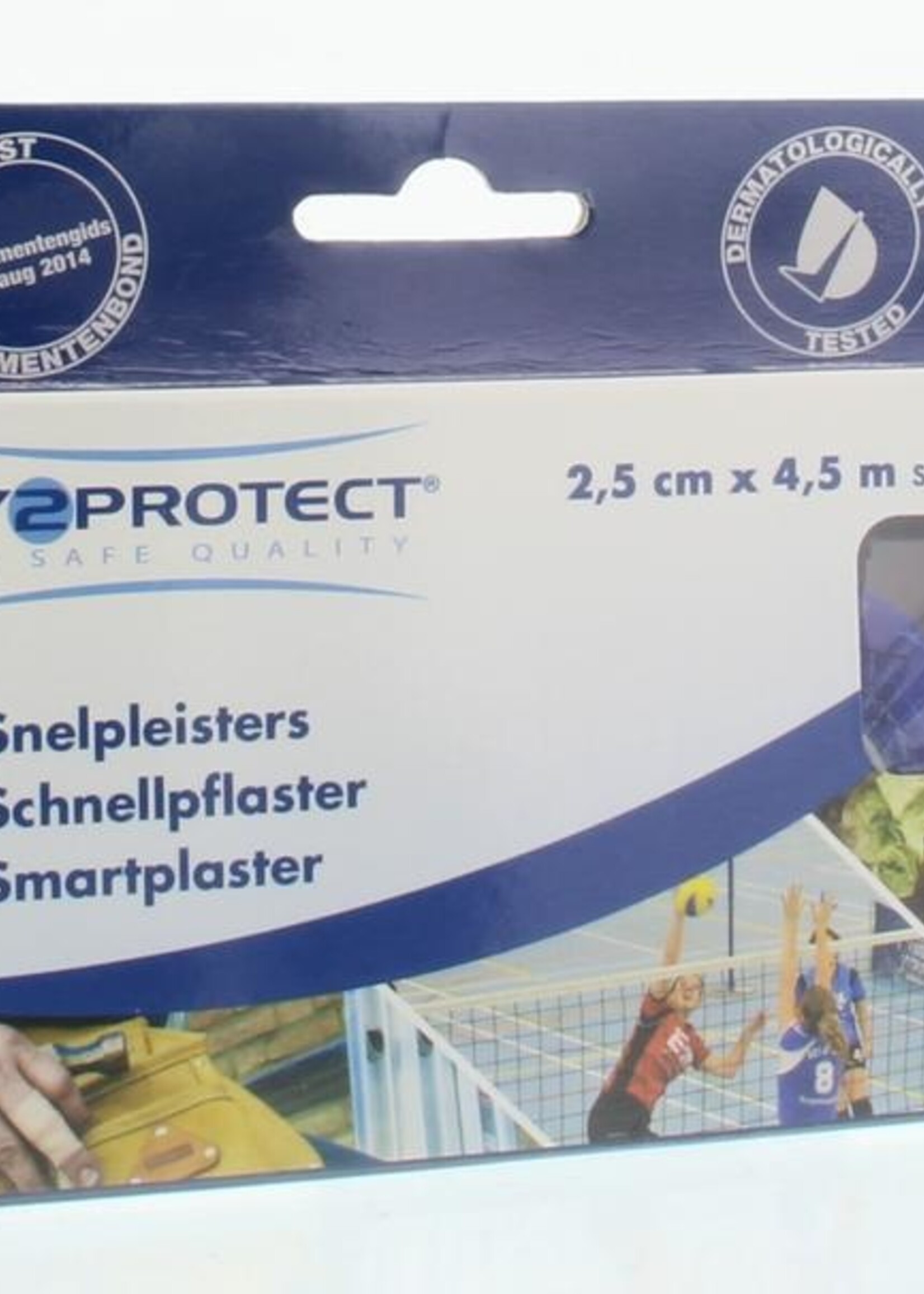 Joy2protect Snelpleisters blauw 2.5 cm x 4.5 m 2rol