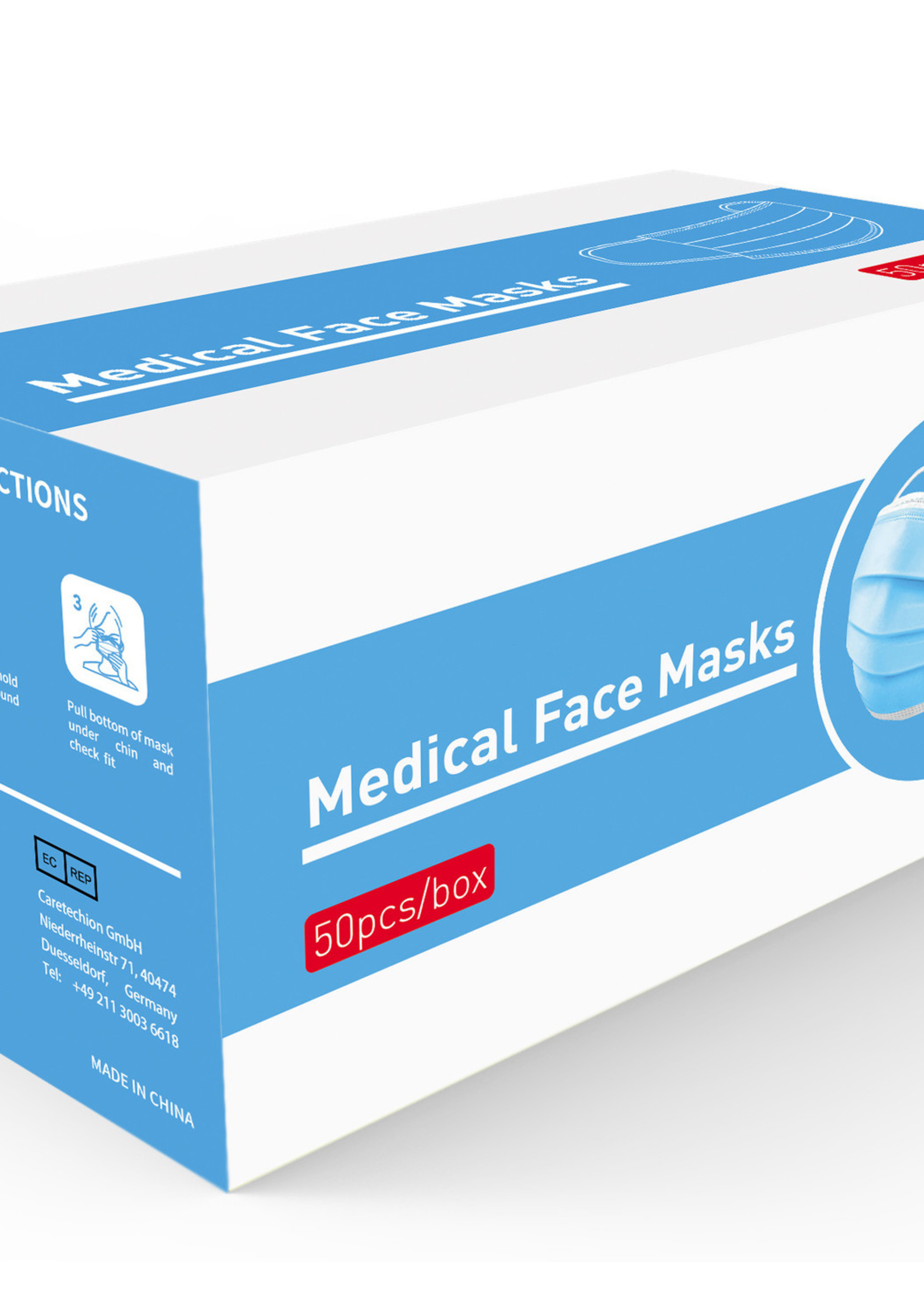 3NOD CHIRURGISCHE MONDKAPJES TYPE IIR 3-LAAGS 50 STUKS