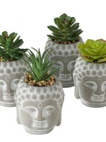 Boltze Home Kunstplant in Boeddha stenen pot Ø8x13cm