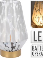 Tafellamp Glas Wit luipaard print (lxbxh) 16x16x24cm