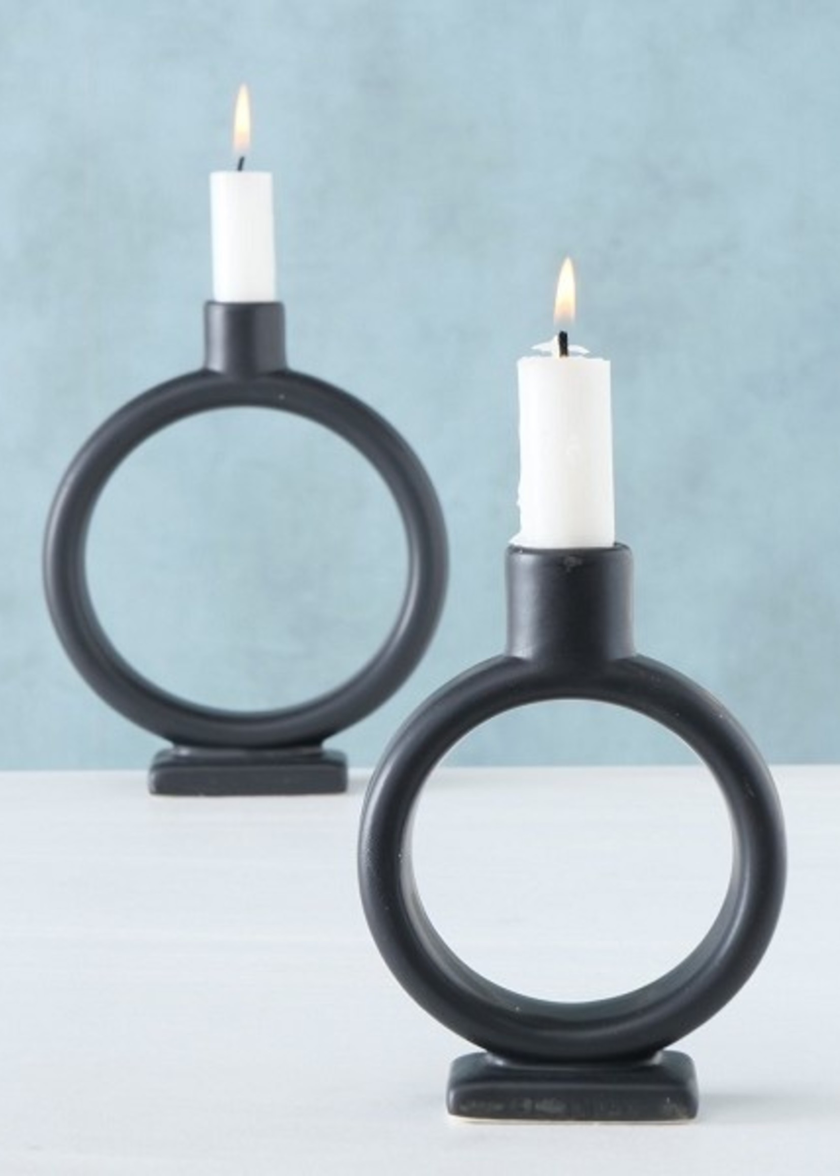 Boltze Home Kandelaar Valongo 2-delige set 11xh14/16xh19cm zwart