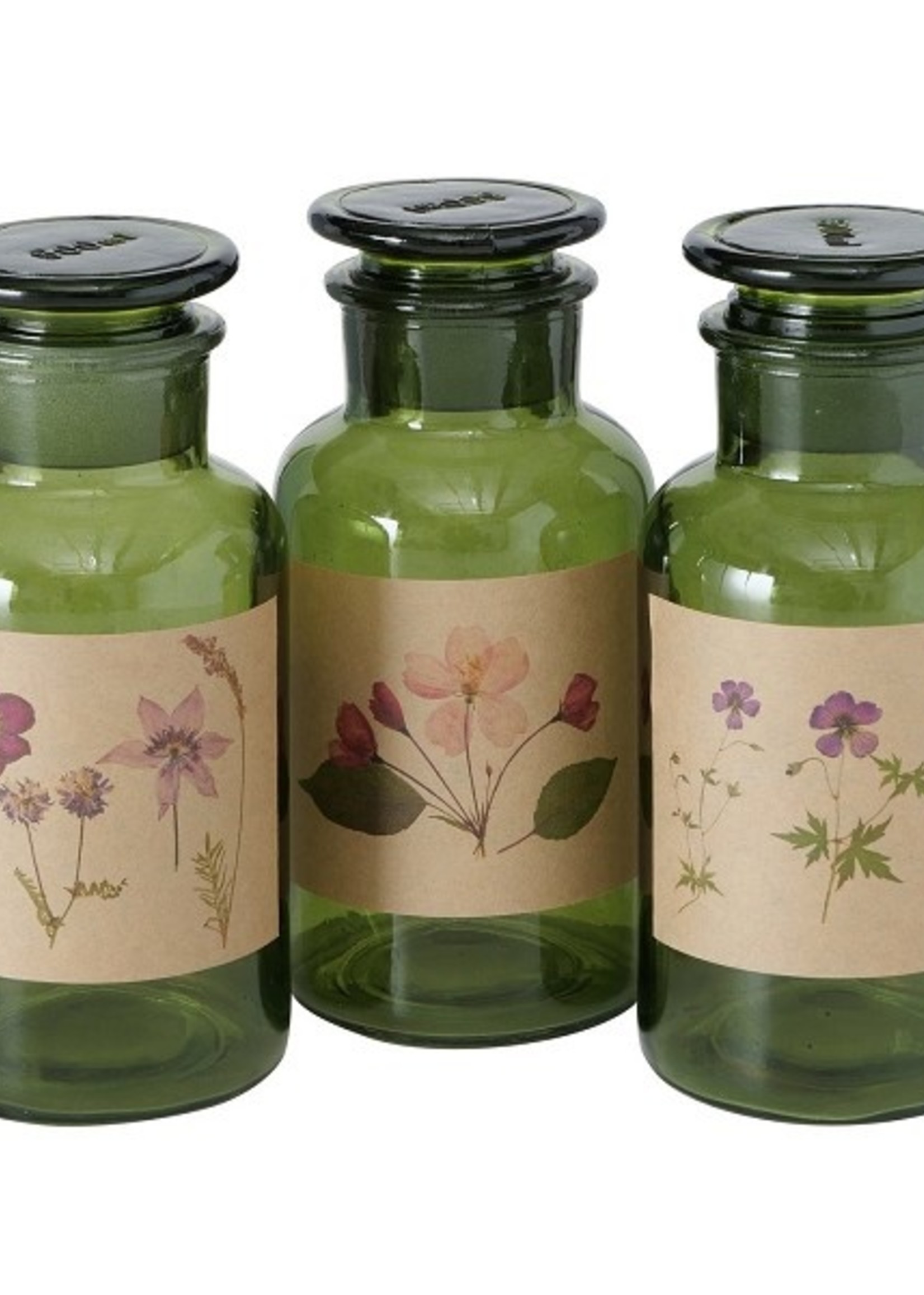 Boltze Home Apothekersfles glas Drya Ø8xh18cm groen