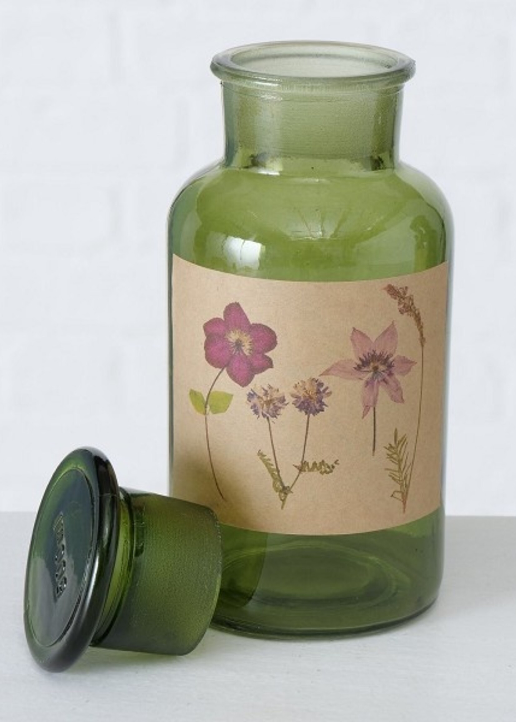 Boltze Home Apothekersfles glas Drya Ø8xh18cm groen