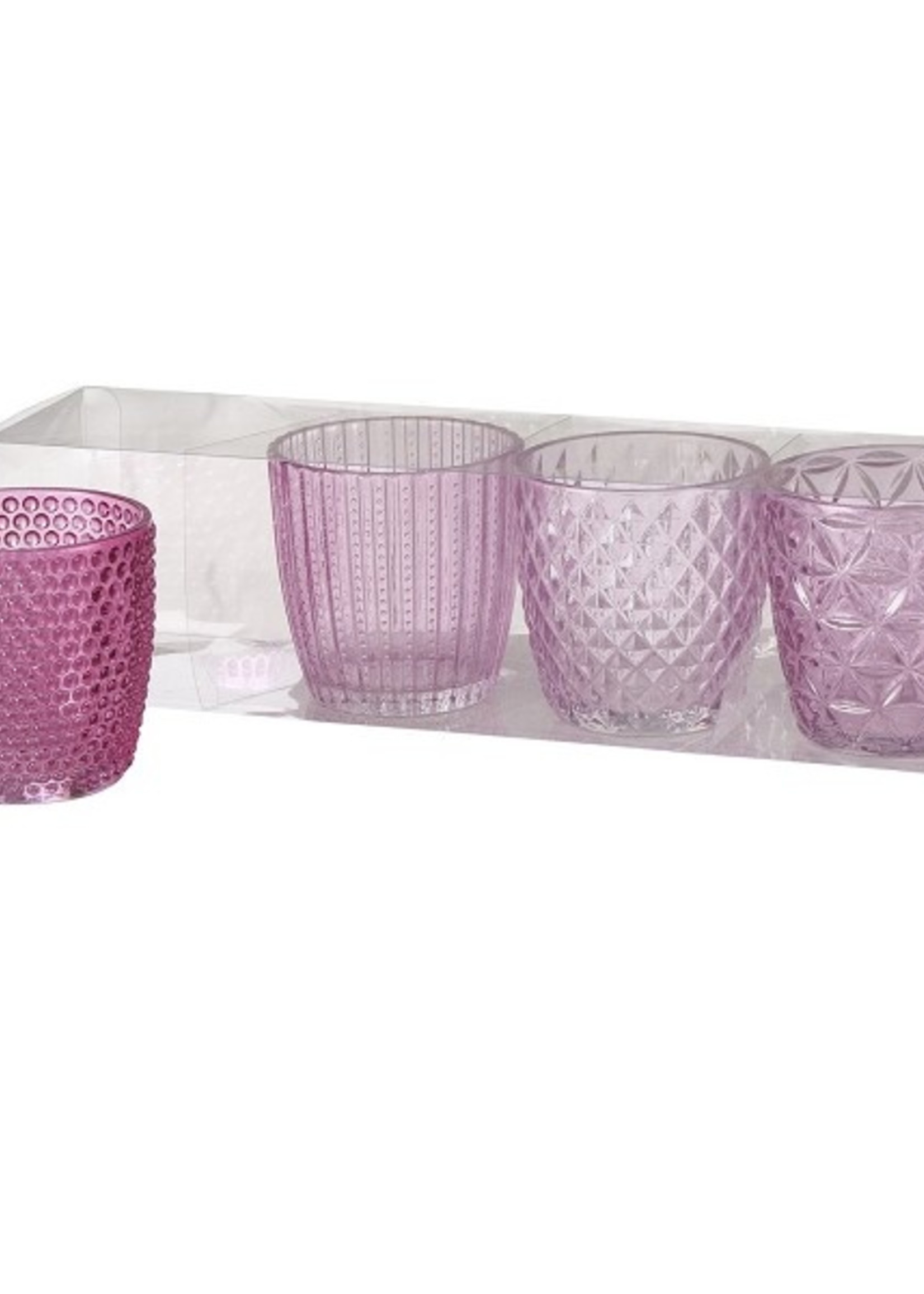 Boltze Home Windlicht Marilu 4-delige set Ø7xh7cm roze
