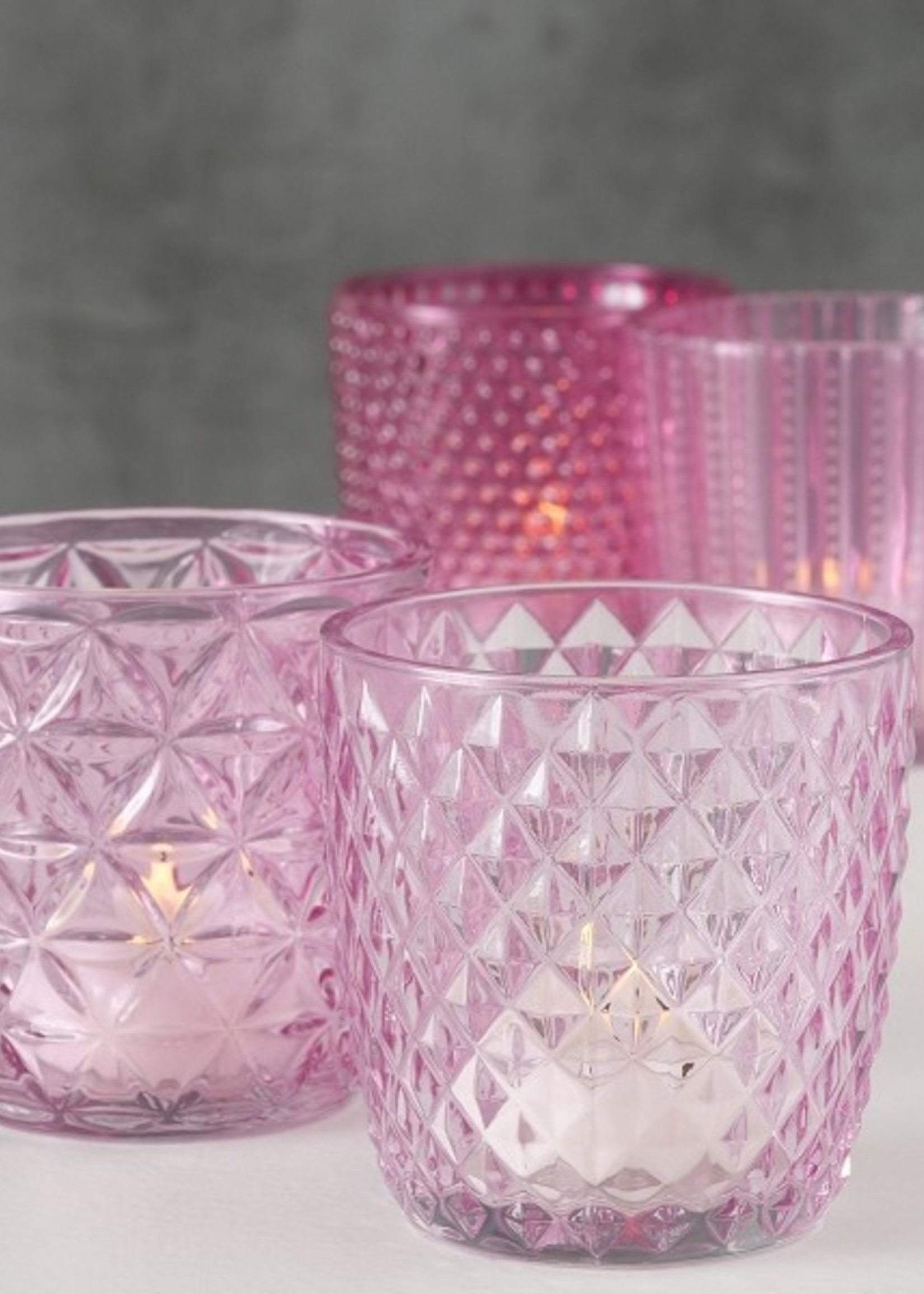 Boltze Home Windlicht Marilu 4-delige set Ø7xh7cm roze