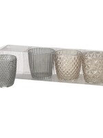 Boltze Home Windlicht Marilu 4-delige set Ø7xh7cm grijs
