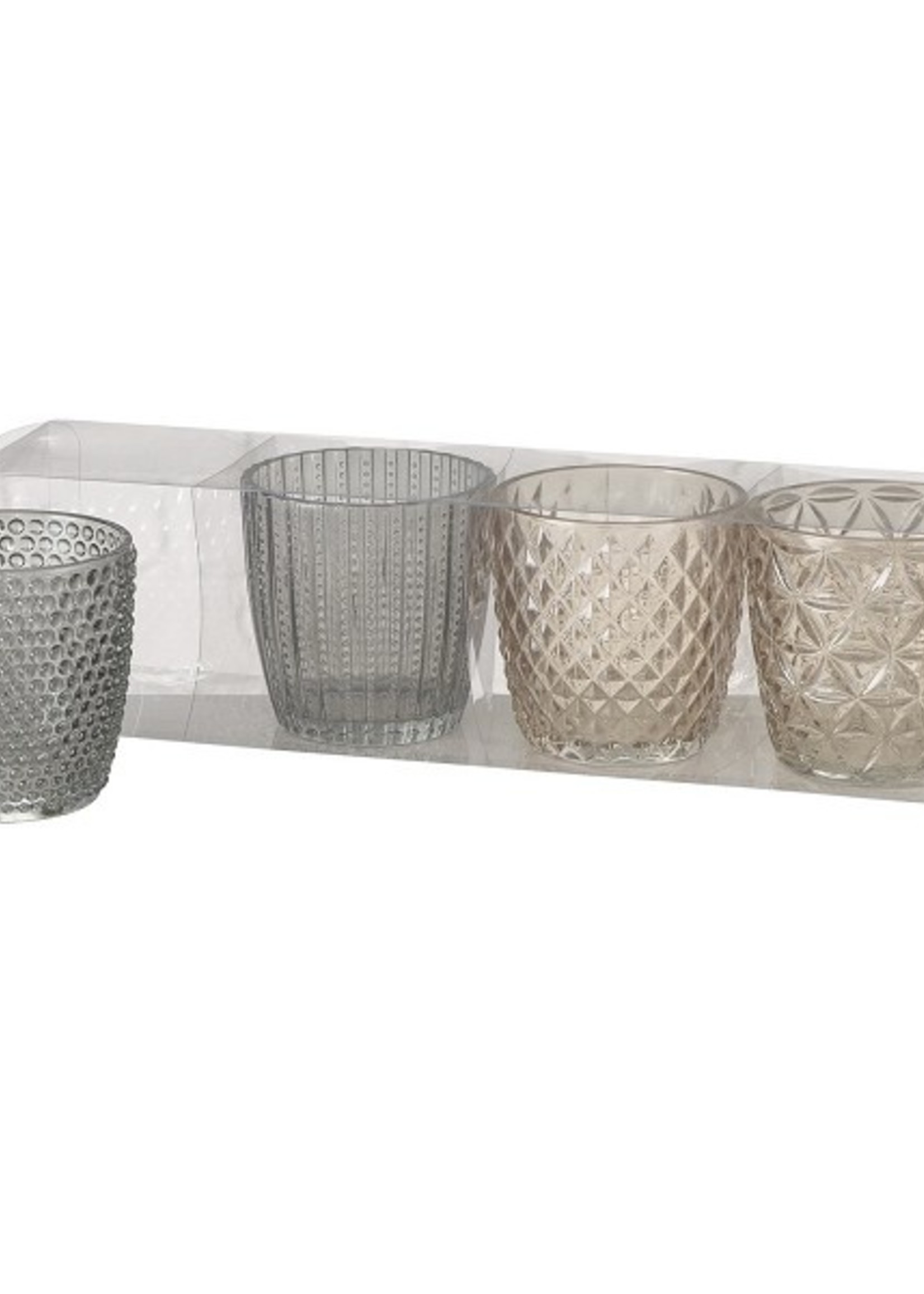 Boltze Home Windlicht Marilu 4-delige set Ø7xh7cm grijs