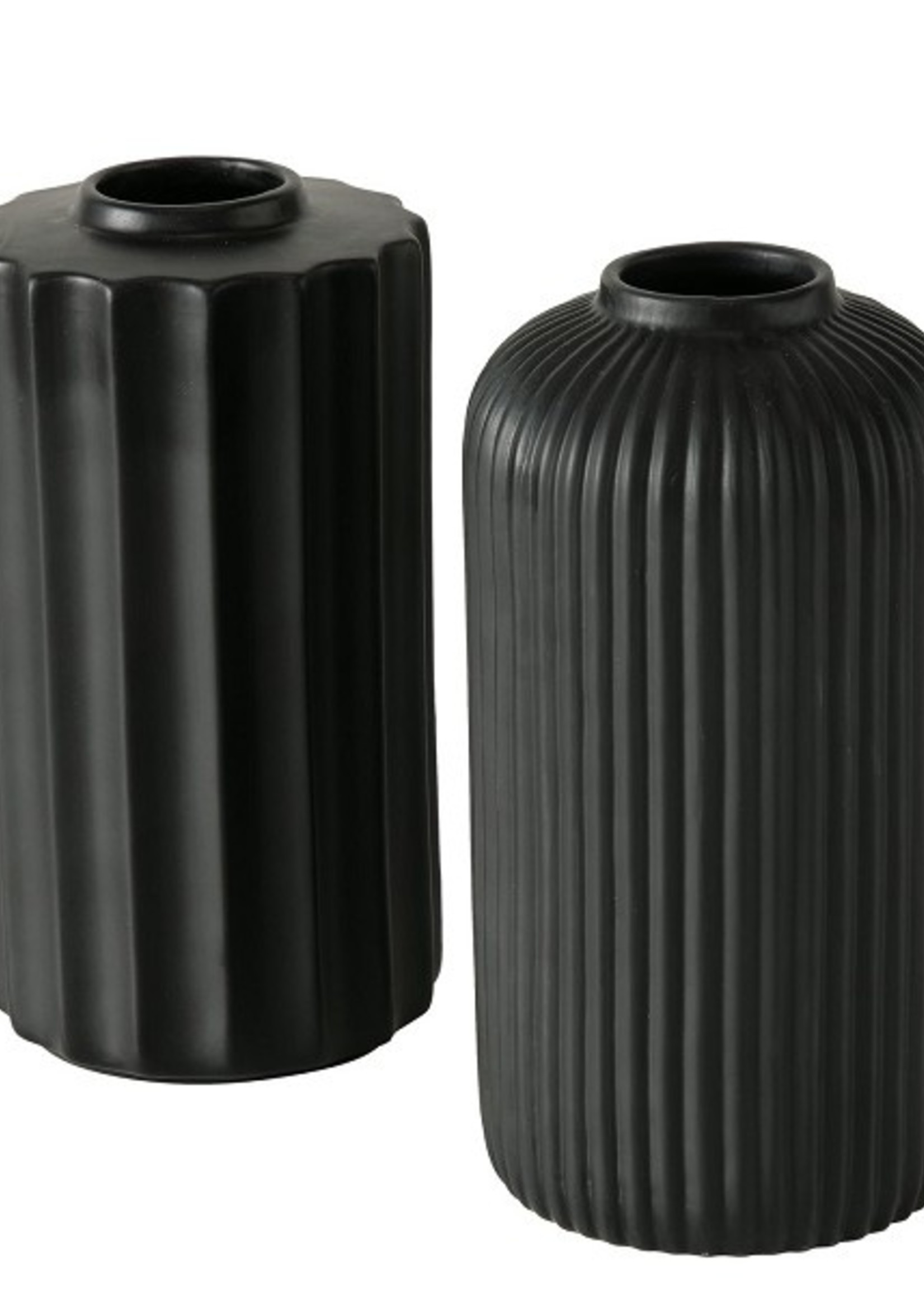 Boltze Home Vaas Odissea aardewerk Ø10xh19cm zwart per stuk