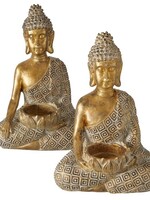Boltze Home Theelichthouder boeddha Makia 14x10xh21cm goud per stuk