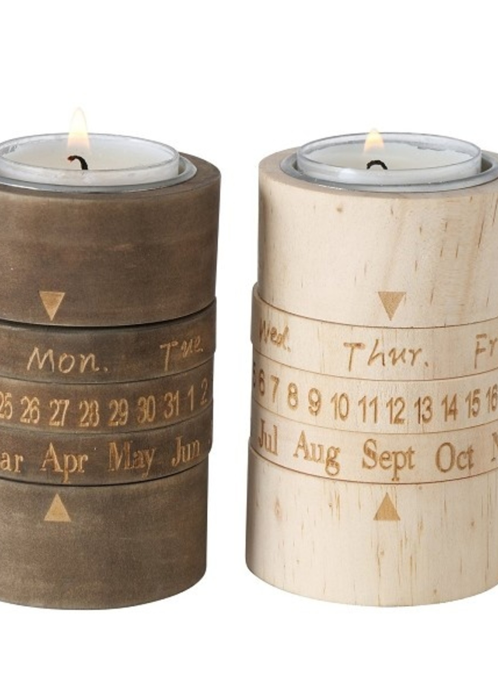 Boltze Home Theelichthouder hout Timley Ø6xh9cm per stuk