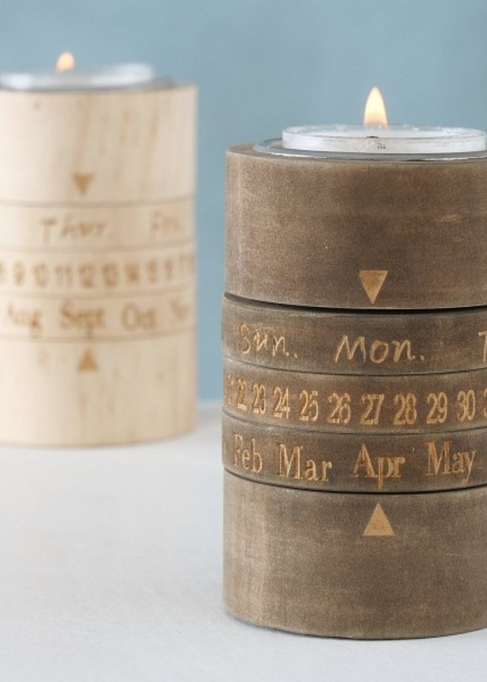 Boltze Home Theelichthouder hout Timley Ø6xh9cm per stuk