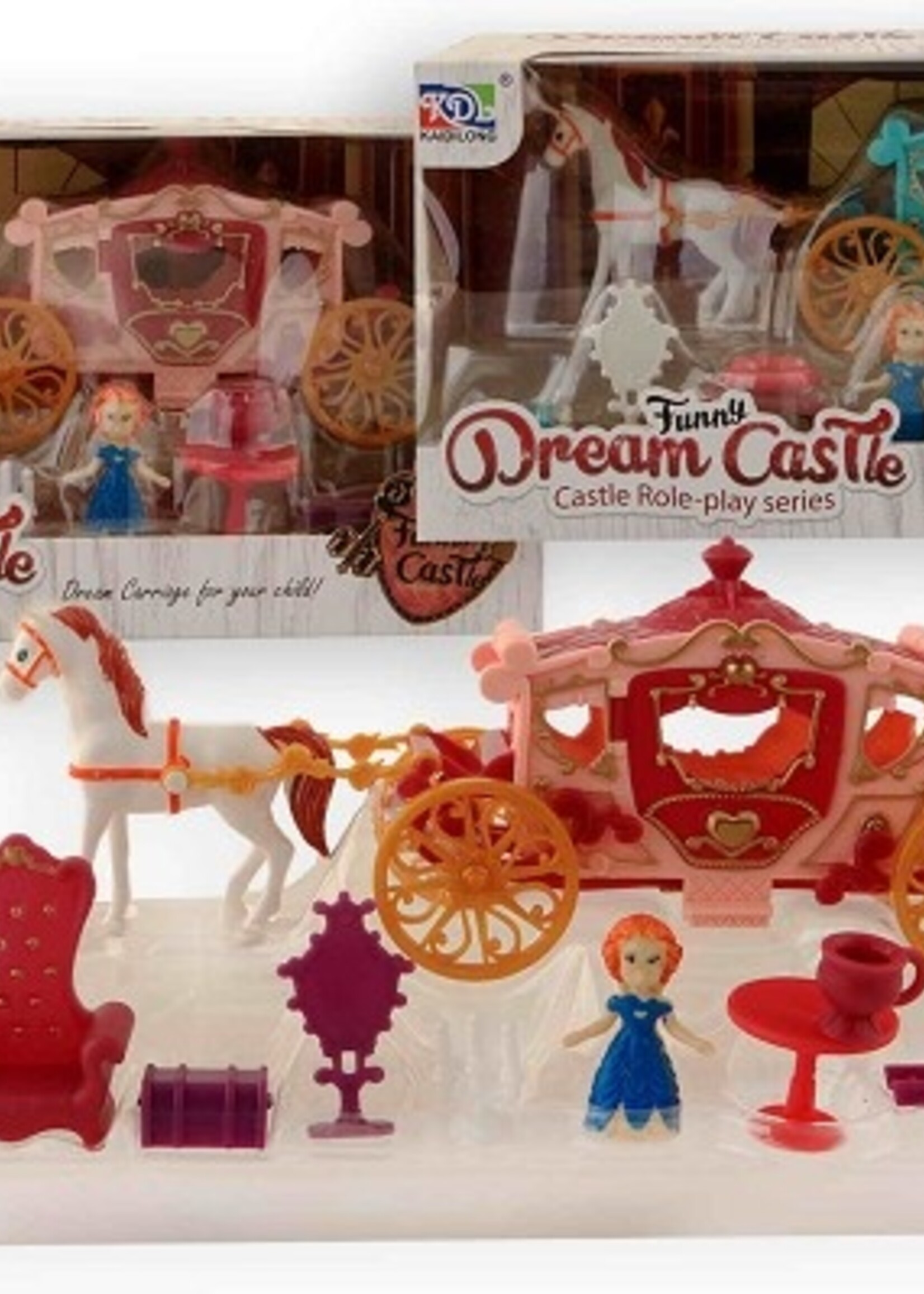 Koets met paard circa 20cm met accessoires