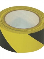 Waarschuwingstape 33mtr x 50mm zwart/geel, schoonverwijderbaar.