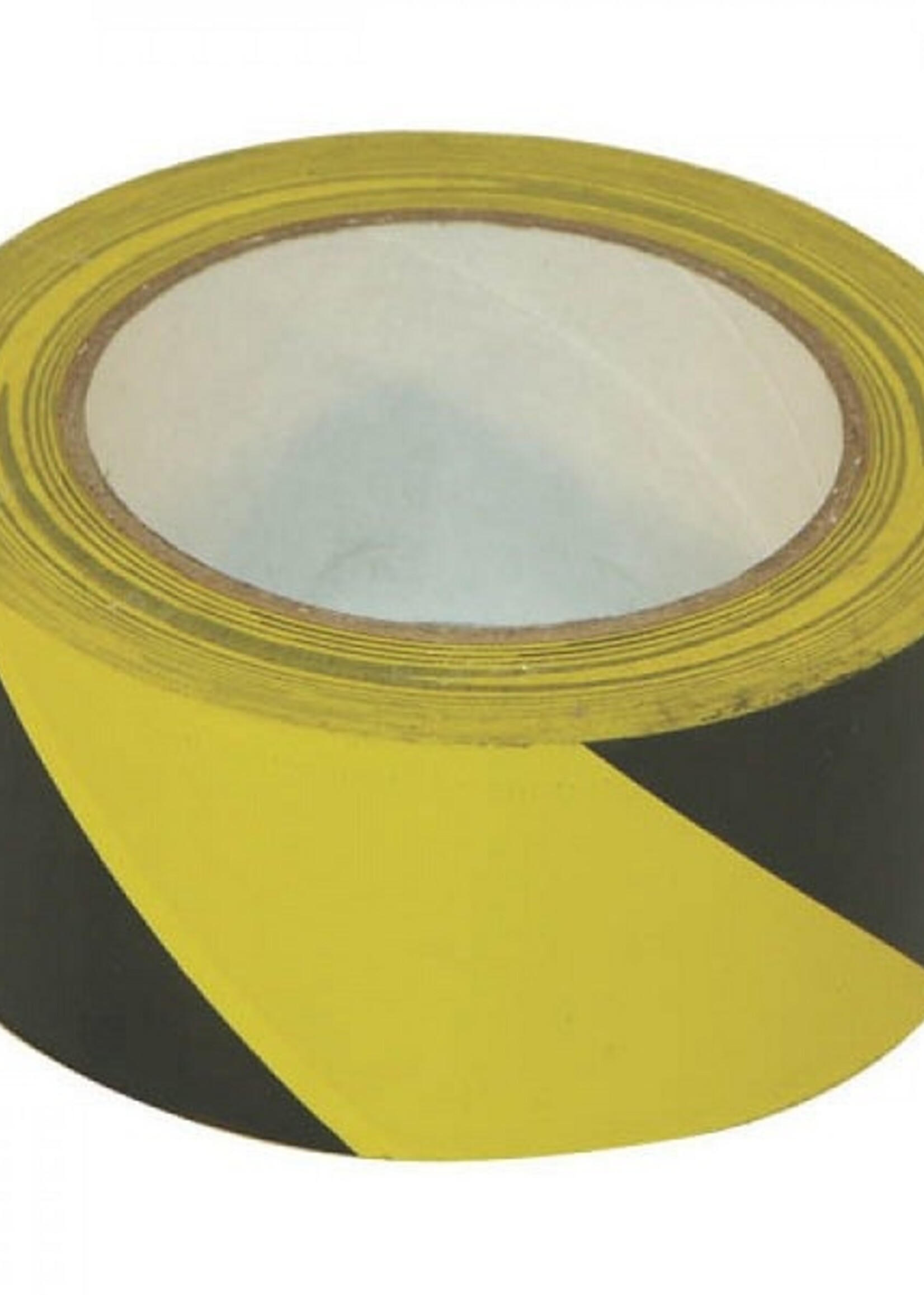 Waarschuwingstape 33mtr x 50mm zwart/geel, schoonverwijderbaar.