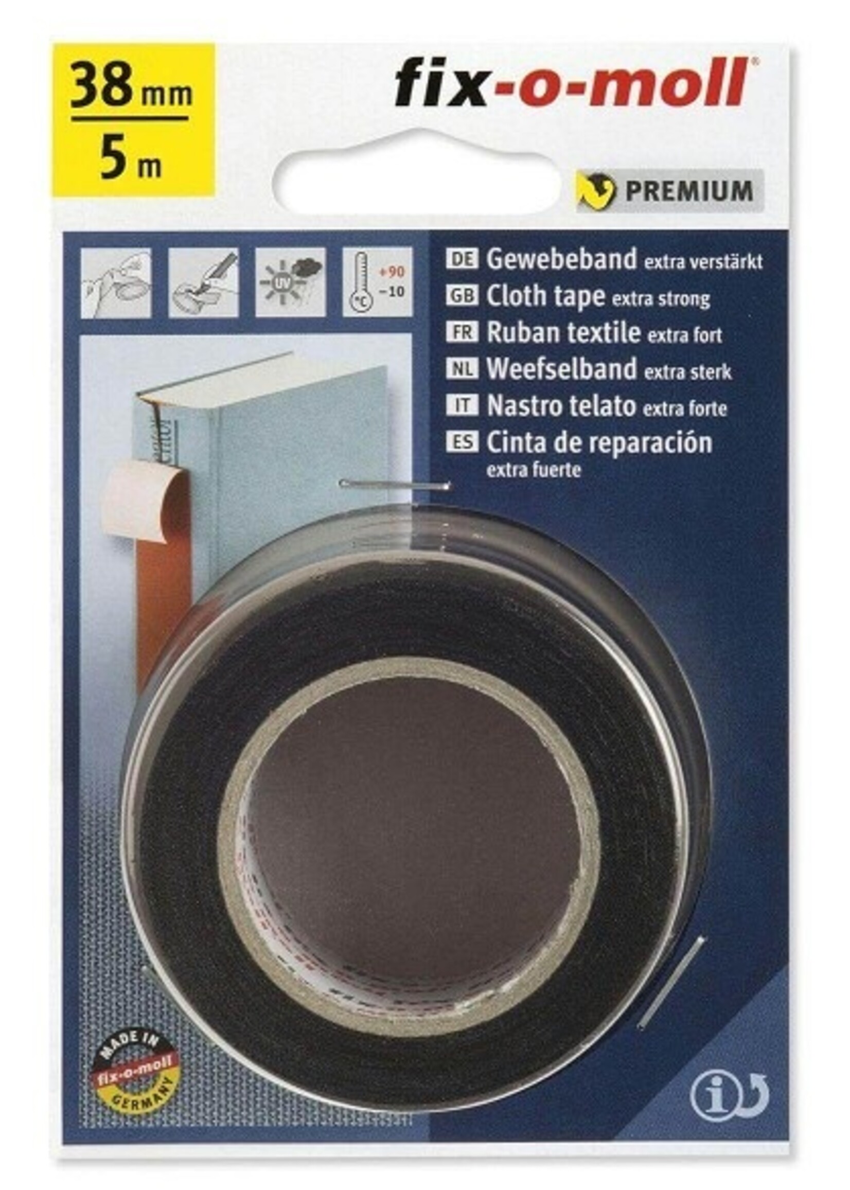 Powerband textiel 5mx38mm zwart