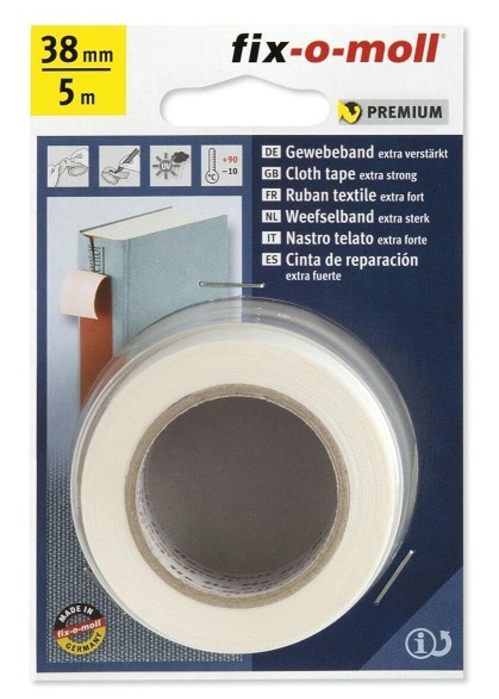 Powerband textiel 5mx38mm wit