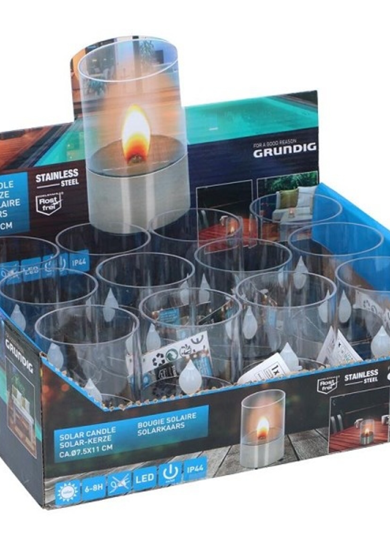 Grundig Solar windlicht Ø7,5x11cm