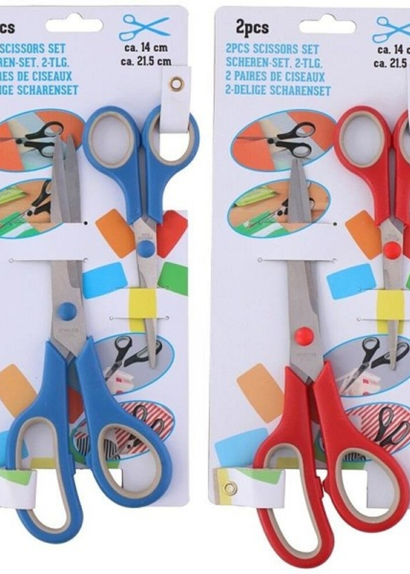 Schaarset rvs 2-delig 14/21,5cm op kaart per stuk