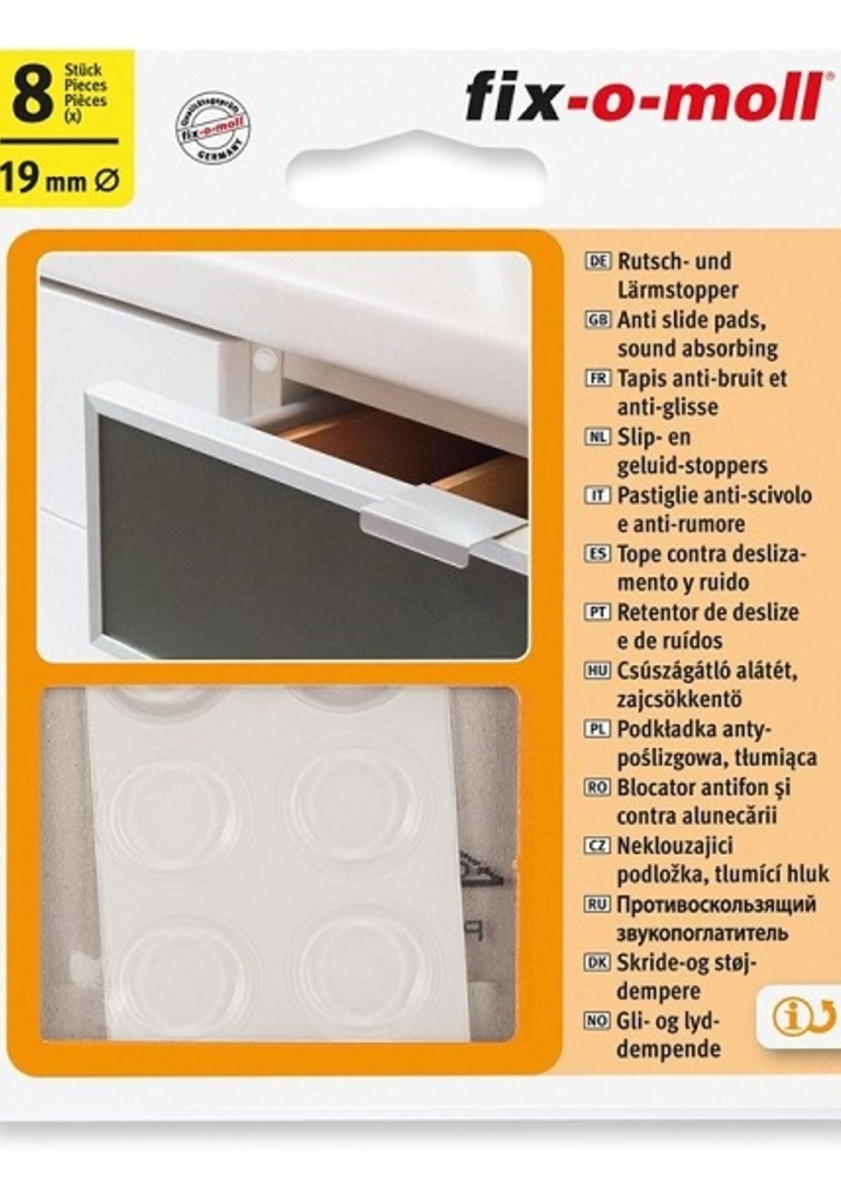 Fix-o-moll Slip- en geluidsdempers Ø19mm 8 stuks in pakje