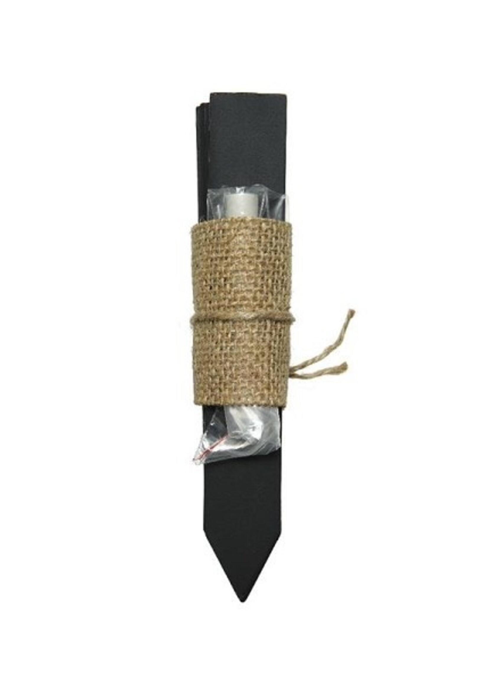 Decoris Moesttuin label leisteen 16x2,5cm set a 4 stuks met touw en krijt