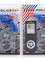 Politieset met pistool, handboeien en badge 28,5 X 20,5 X 2 cm per stuk