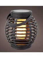 Lumineo LED Solar lantaarn Ø14.5-H16cm kunststof vlam effect