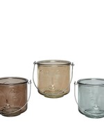 Decoris theelichthouder glas met gezicht Ø11.8-H11.6cm per stuk