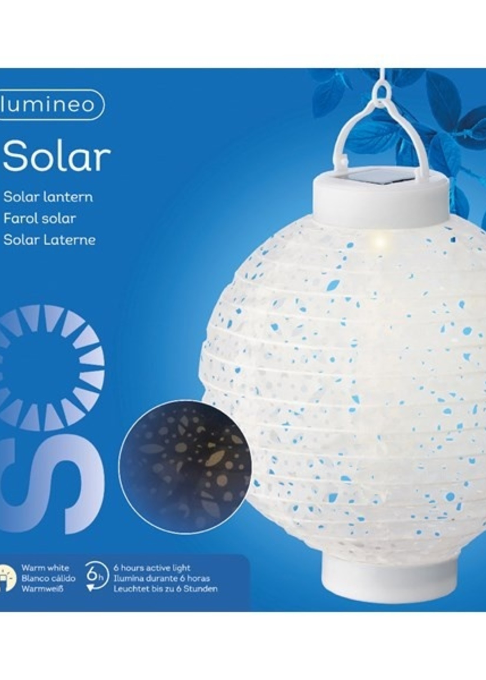 LED Solar lantaarn Ø20-H23cm nylon heeft 6 branduren en schakelaar