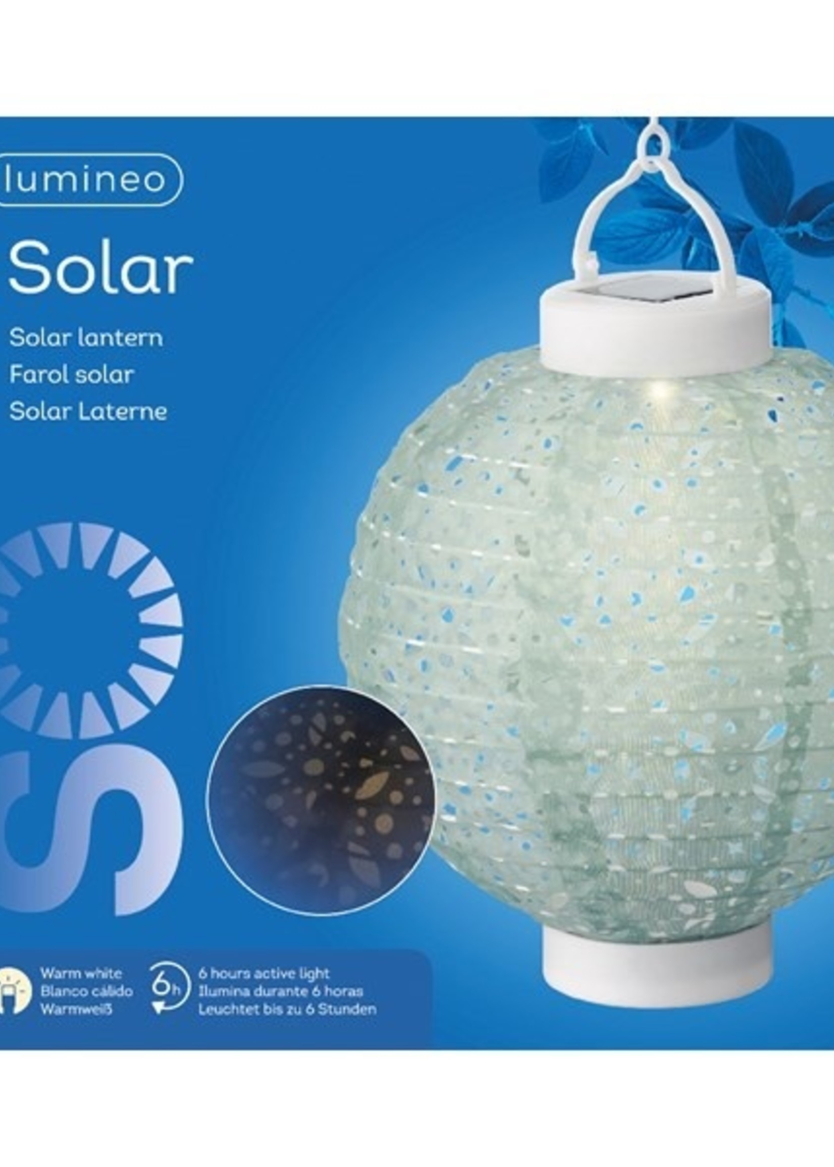 LED Solar lantaarn Ø20-H23cm nylon heeft 6 branduren en schakelaar per stuk