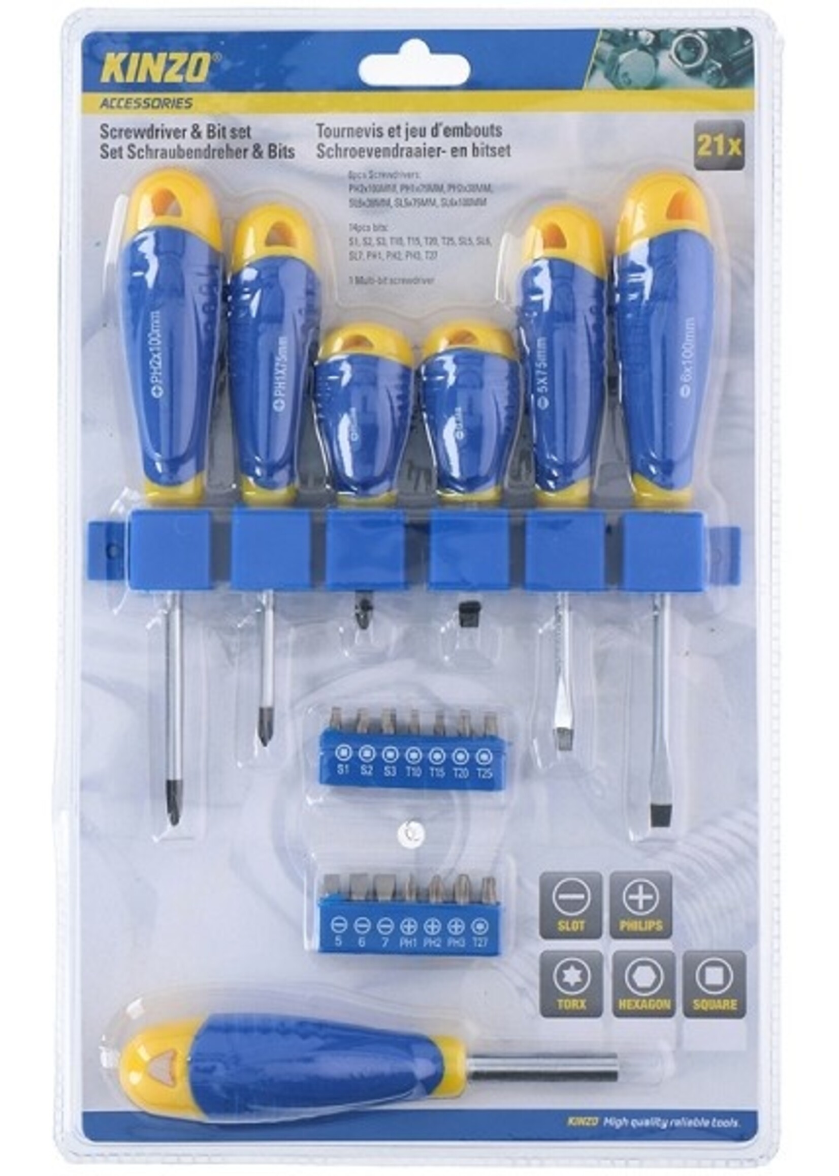 Kinzo Schroevendraaier & bitset 21-delig