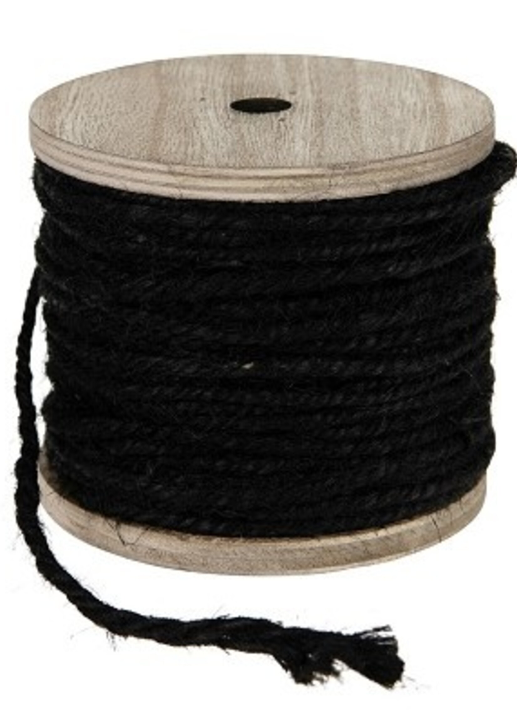 Dijk Natural Collections jute touw 130gr op houten spoel zwart